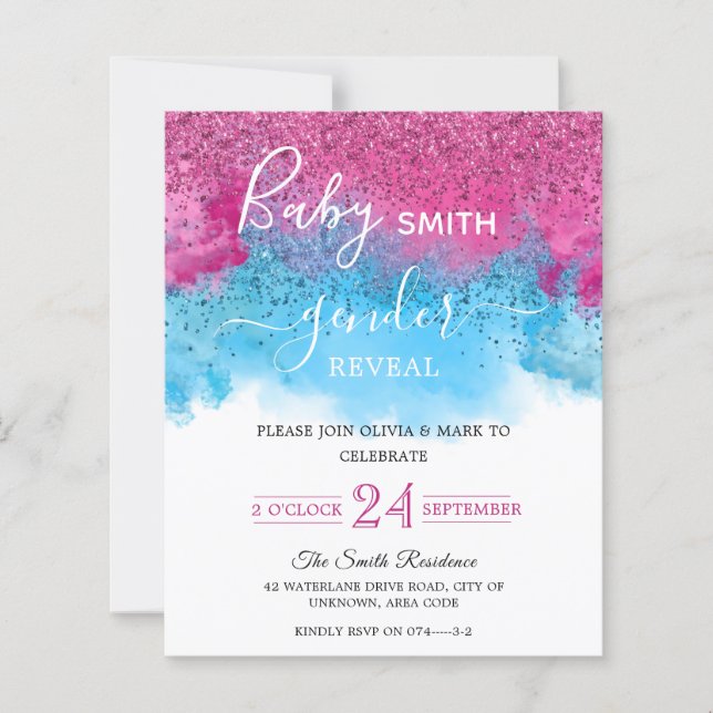 Confetti Smoke Baby Gender Offenlegung Einladung (Vorderseite)