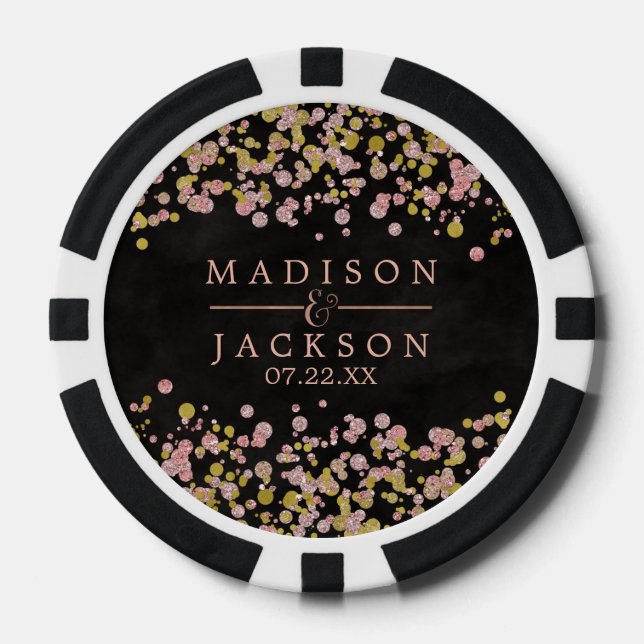Confetti Sparkle Shine Rose Gold Gastgeschenk Hoch Pokerchips (Vorderseite)