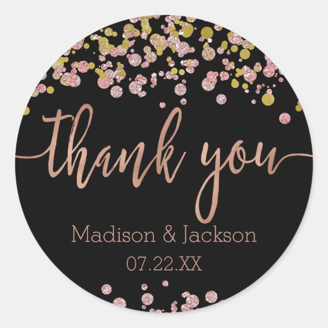 Confetti Sparkle Shine Rose Gold Gastgeschenk Hoch Runder Aufkleber (Vorderseite)