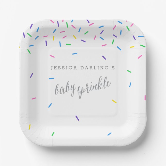 Confetti Sprinkles Baby Einladungen Pappteller (Vorderseite)