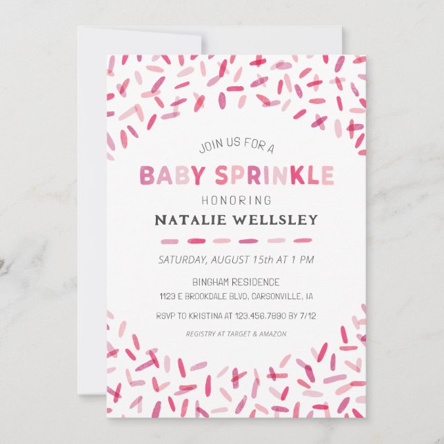 Confetti Sprinkles Baby Girl Sprinkle Einladung (Vorderseite)