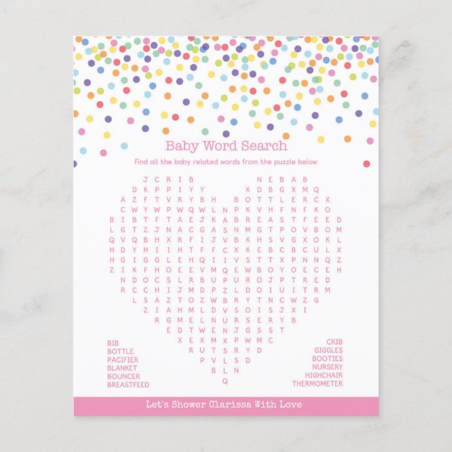 Confetti Theme Baby Showspiel Flyer (Hinten)