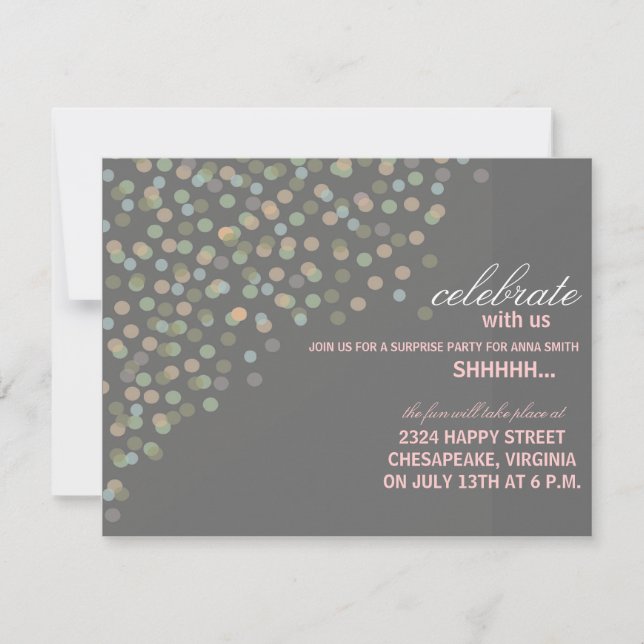 Confetti Themed Party Einladung (Vorderseite)