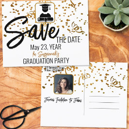Confetti Top Custom Foto Abschluss Save the Date Ankündigungspostkarte