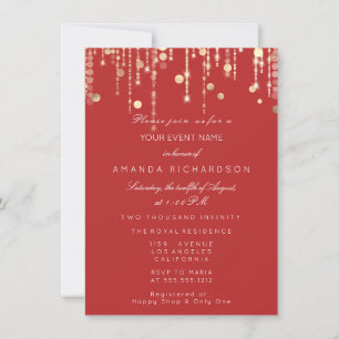 Confetti Tropfen Birthday Bridal Rote Elegance Einladung