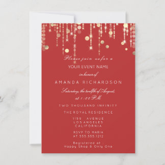 Confetti Tropfen Birthday Bridal Rote Elegance Einladung