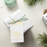 Confetti Typography Merry Christmas Geschenkanhänger<br><div class="desc">The gift of giving is made easy this holiday season with these unique and modern Christmas gift tags. The design features a festive typography script "Merry Christmas" with falling confetti. Easily add your custom wording to these holiday gift tags by using the "Edit this design template" section, or click the...</div>