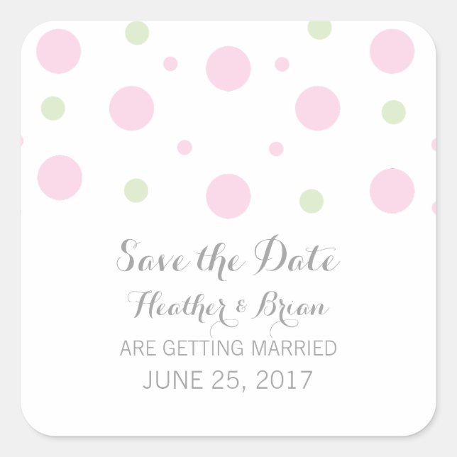 Confetti vert rose Enregistrer Stickers Date (Devant)