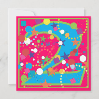 Confetti-Zirkus-2. Geburtstags-Party Einladung