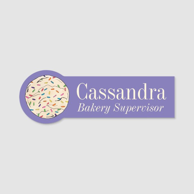 Confetti Zucker Cookies Rainbow Sprinkles Bäckerei Namensschild (Vorderseite)