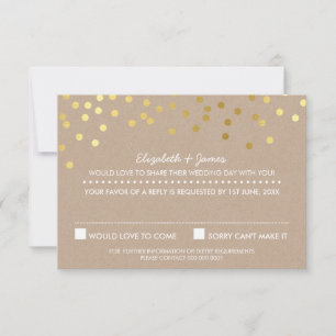 Confettiantwort Kraftpapier Folie DER UAWG-ANTWORT RSVP Karte