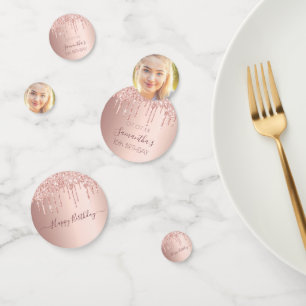 Confettis 16e anniversaire rose parties scintillant or goutt