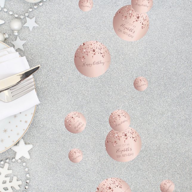 Confettis 18e anniversaire rose or rose étoiles glam (Créateur téléchargé)