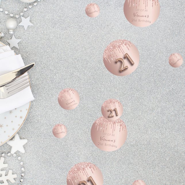 Confettis 21e anniversaire rose or parties scintillant rose  (Créateur téléchargé)