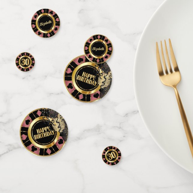Confettis 30e anniversaire Casino Poker Chip - Rose Gold (Groupe)