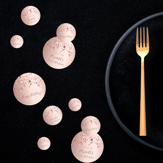 Confettis 30e anniversaire rose or rose étoiles glam (Créateur téléchargé)