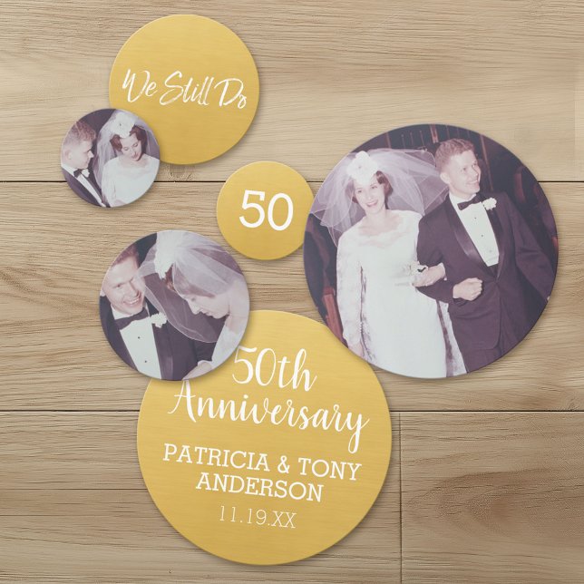 Confettis 3 Photos 50ème anniversaire de Mariage d'or (Custom Wedding Anniversary Confetti with Photos)
