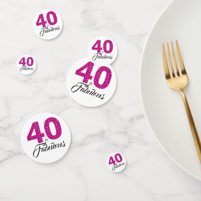 Confettis 40 et Fabulous Hot Pink Parties scintillant 40e an (Groupe)