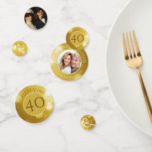 Confettis 40e anniversaire de Mariage Photo Gold personnalis