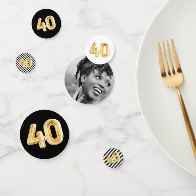 Confettis 40e anniversaire Photo Black White Gold Party Conf (Groupe)