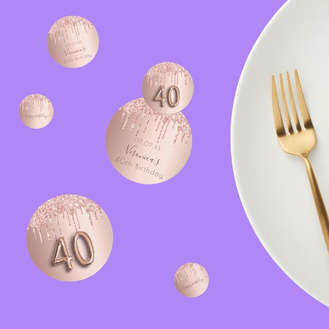 Confettis 40e anniversaire rose or parties scintillant rose  (Créateur téléchargé)