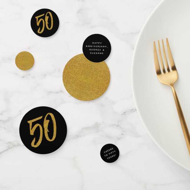 Confettis 50e anniversaire coutume noir et or (Groupe)