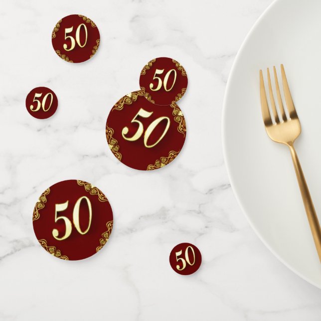 Confettis 50e anniversaire ou anniversaire Regal Gold et Red (Groupe)