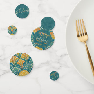 Confettis 50e anniversaire Turquoise et Gold Art déco