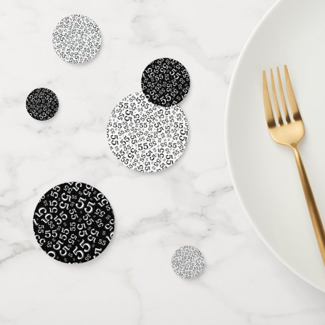 Confettis 55e anniversaire Cool Numéro Motif noir et blanc (Groupe)
