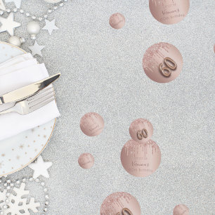 Confettis 60e anniversaire rose or parties scintillant rose