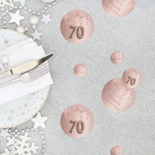 Confettis 70e anniversaire rose or parties scintillant rose