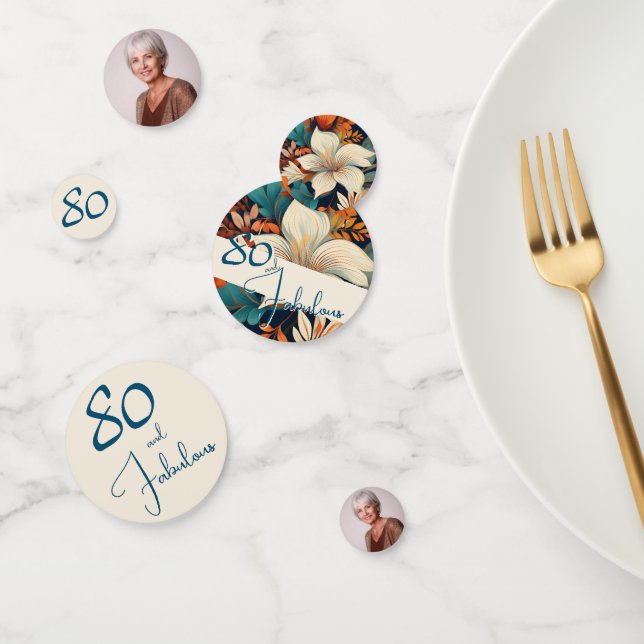 Confettis 80 et fabuleux Motif Flower Photo Anniversaire (Groupe)