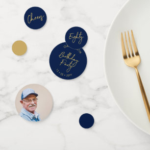 Confettis 80   Gold & Navy Modern 80th Birthday Party