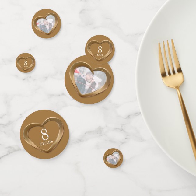 Confettis 8e anniversaire mariage de bronze coeur et photo (Groupe)