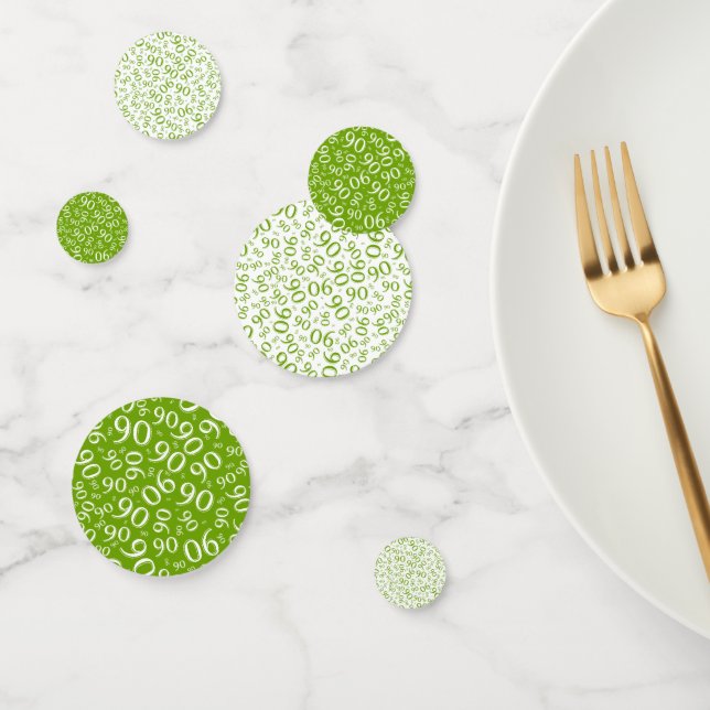 Confettis 90e anniversaire Cool Numéro Motif Vert et Blanc (Groupe)
