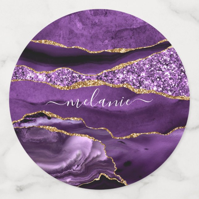 Confettis Agate Violet violet or Parties scintillant Géode N (Grand verso)