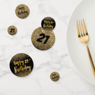 Confettis Anniversaire 21 ans paillettes noires et or
