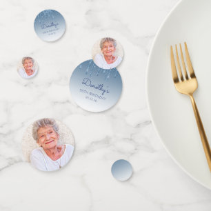 Confettis Anniversaire 90 Ans Personnalisé Photo Glitter Ble