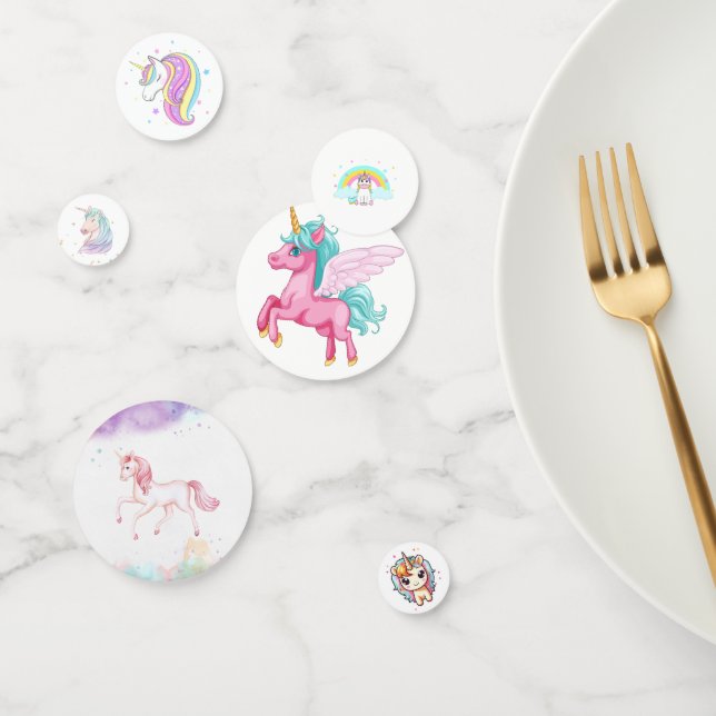 Confettis Anniversaire de la licorne rose magique (Groupe)