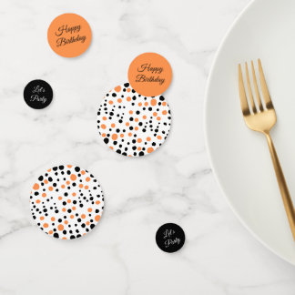 Confettis Anniversaire de la Polka orange et noire