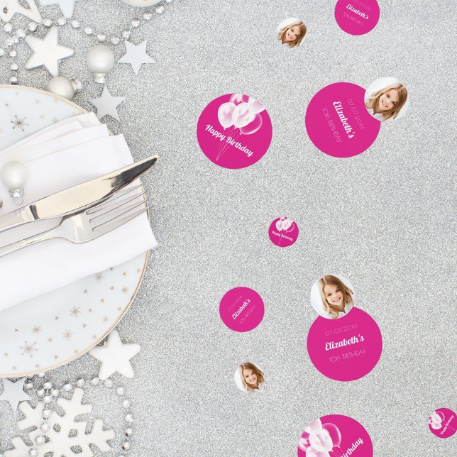 Confettis Anniversaire montgolfière rose blanc ballons photo (Créateur téléchargé)