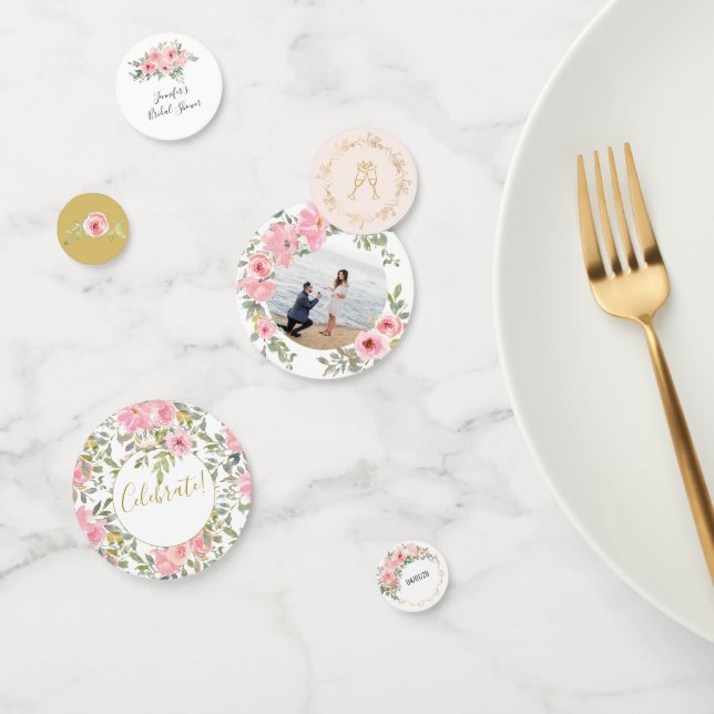 Confettis Aquarelle Lush Blush rose Mariage Floral (Groupe)