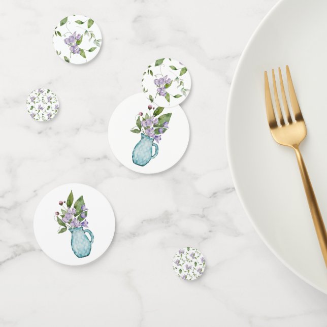Confettis Aquarelle Purple Pois Doux Fleurs (Groupe)