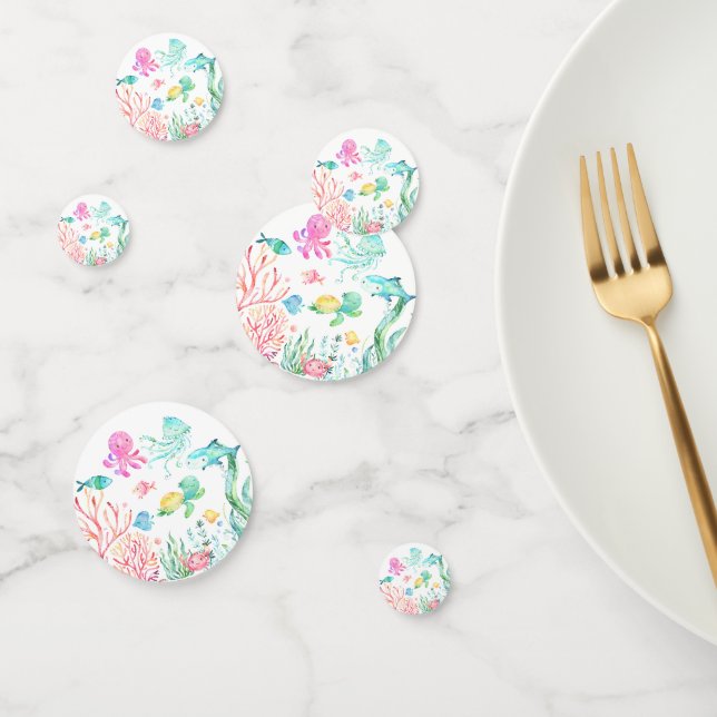 Confettis Aquarelle sous le Baby shower marin (Groupe)