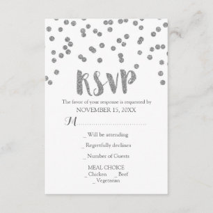 Confettis argentés épousant des cartes de RSVP