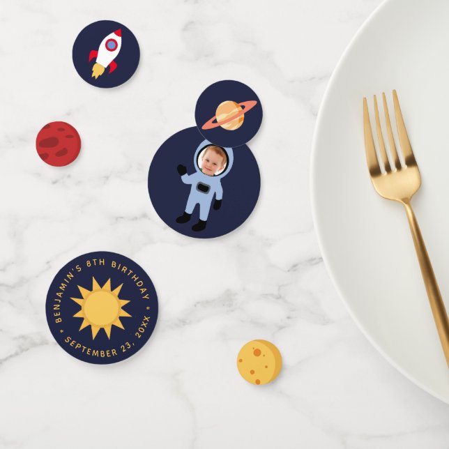 Confettis Astronaut Boy Photo Anniversaire Planètes spatiale (Groupe)