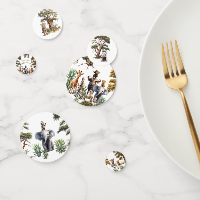 Confettis Baby shower Animaux Safari mignons (Groupe)
