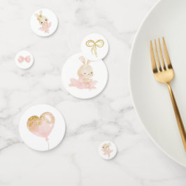 Confettis Baby shower Ballerina à lapin rose et or