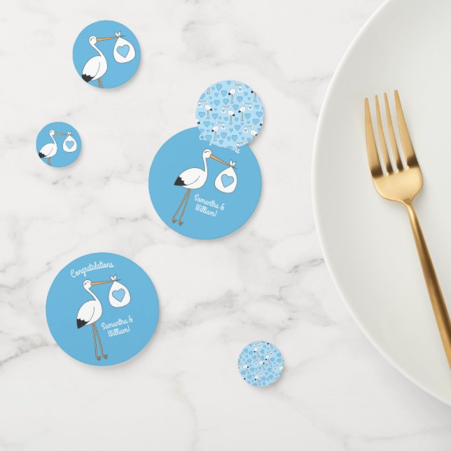 Confettis Baby shower cigogne bleu garçon (Groupe)
