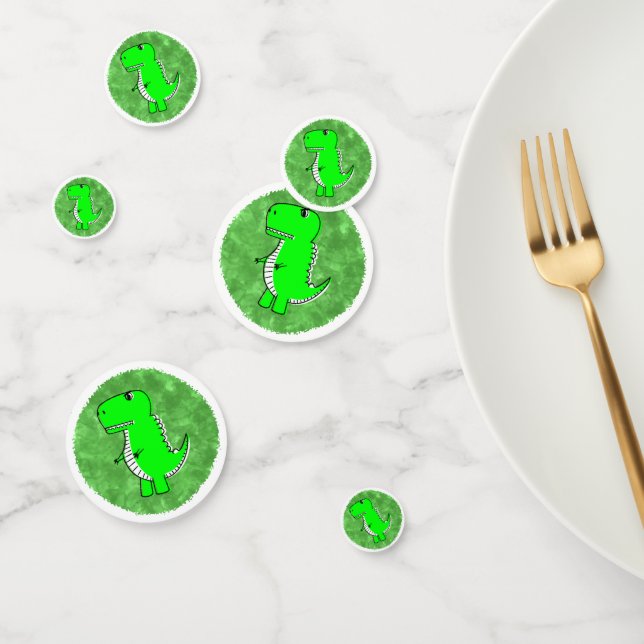 Confettis Baby shower d'aquarelle Dino vert (Groupe)